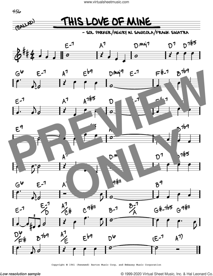 This Love Of Mine sheet music for voice and other instruments (real book) by Frank Sinatra, Henry W. Sanicola and Sol Parker, intermediate skill level