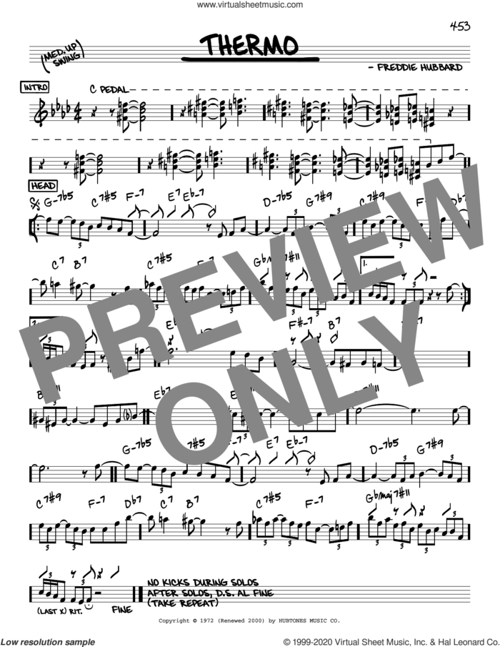 Thermo sheet music for voice and other instruments (real book) by Freddie Hubbard, intermediate skill level