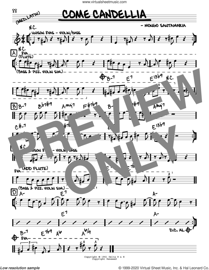 Come Candellia sheet music for voice and other instruments (real book) by Mongo Santamaria, intermediate skill level