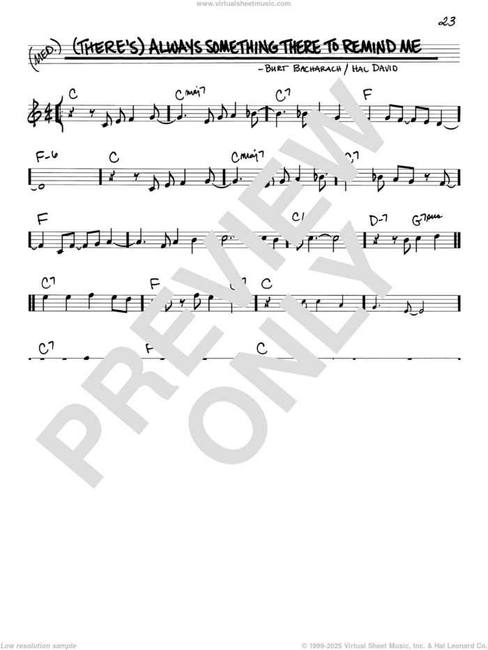 (There's) Always Something There To Remind Me sheet music for voice and other instruments (real book) by Burt Bacharach, Lou Johnson, Naked Eyes, R.B. Greaves, Bacharach & David and Hal David, intermediate skill level