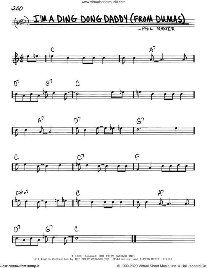 I'm A Ding Dong Daddy (From Dumas) sheet music for voice and other instruments (real book) by Louis Armstrong and Phil Baxter, intermediate skill level