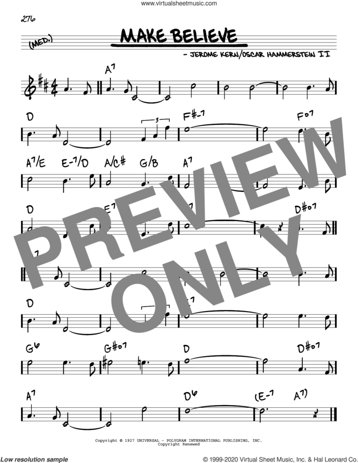 Make Believe sheet music for voice and other instruments (real book) by Oscar II Hammerstein, Jerome Kern and Oscar Hammerstein II & Jerome Kern, intermediate skill level