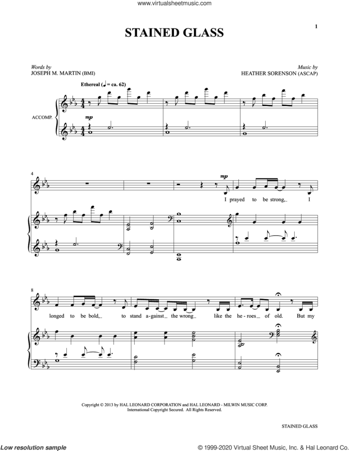 Stained Glass (from My Alleluia: Vocal Solos for Worship) sheet music for voice and piano by Heather Sorenson, Heather Sorenson and Joseph M. Martin and Joseph M. Martin, intermediate skill level