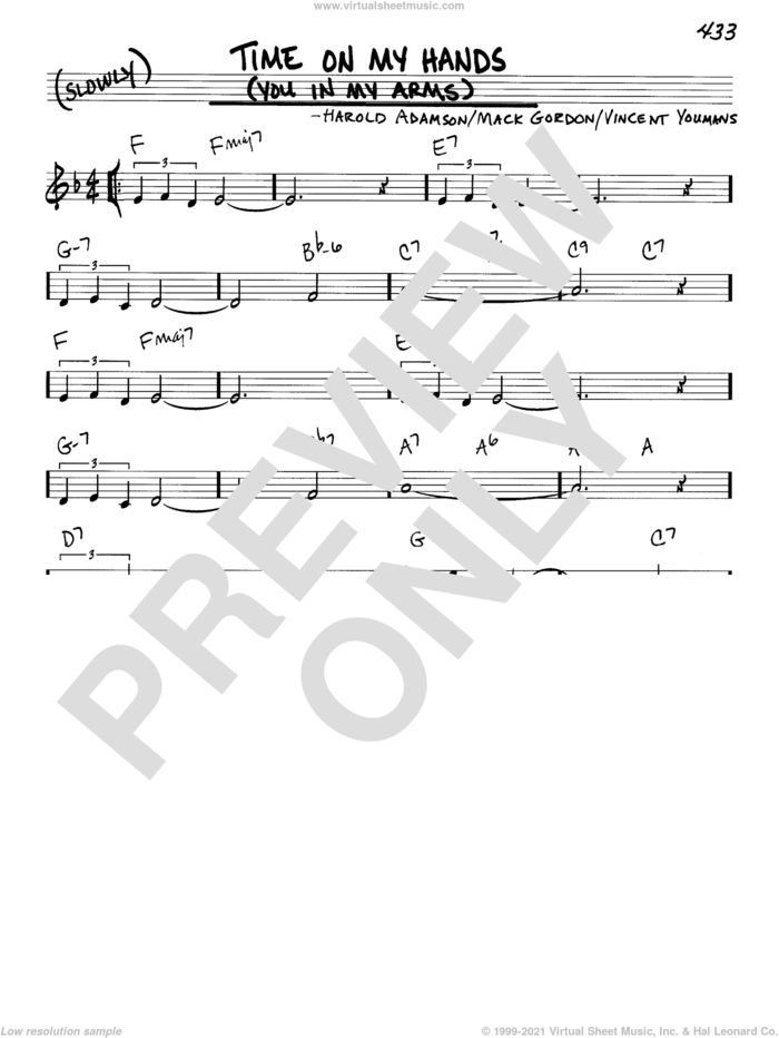 Time On My Hands (You In My Arms) sheet music for voice and other instruments (real book) by Mack Gordon, Harold Adamson and Vincent Youmans, intermediate skill level