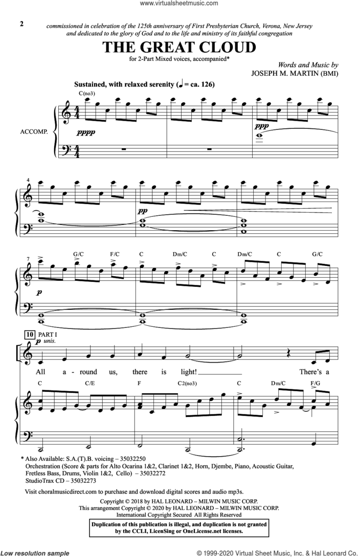 The Great Cloud sheet music for choir (2-Part) by Joseph M. Martin, intermediate duet