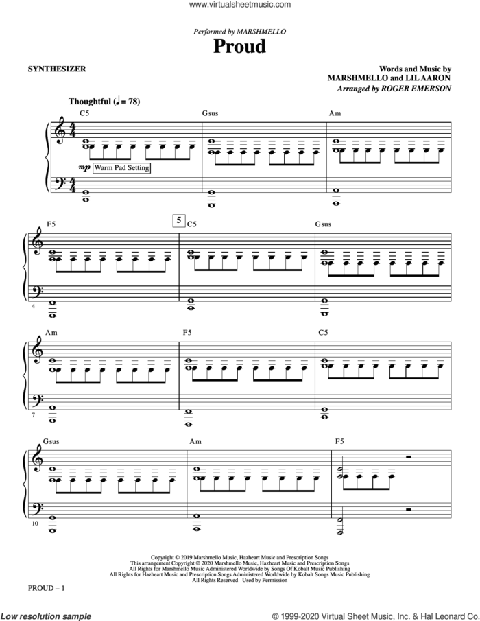 Proud (arr. Roger Emerson) (complete set of parts) sheet music for orchestra/band by Roger Emerson, Lil Aaron and Marshmello, intermediate skill level