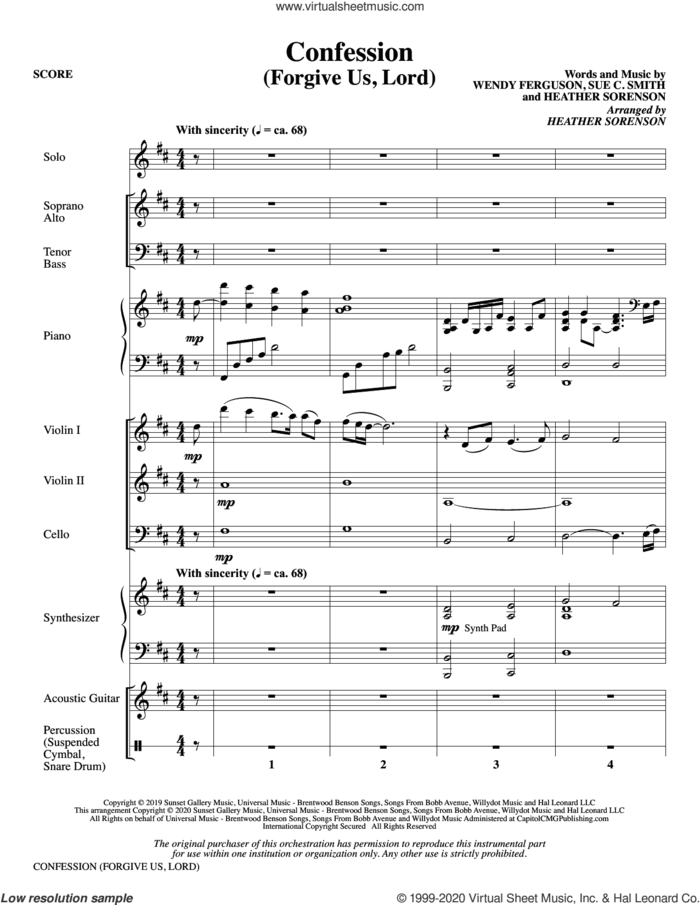 Confession (Forgive Us, Lord) (arr. Heather Sorenson) (COMPLETE) sheet music for orchestra/band by Heather Sorenson, Sue C. Smith and Wendy Ferguson, intermediate skill level