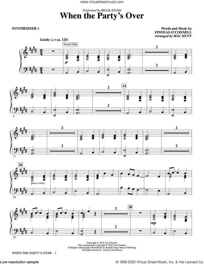 When The Party's Over (arr. Mac Huff) (complete set of parts) sheet music for orchestra/band by Mac Huff and Billie Eilish, intermediate skill level