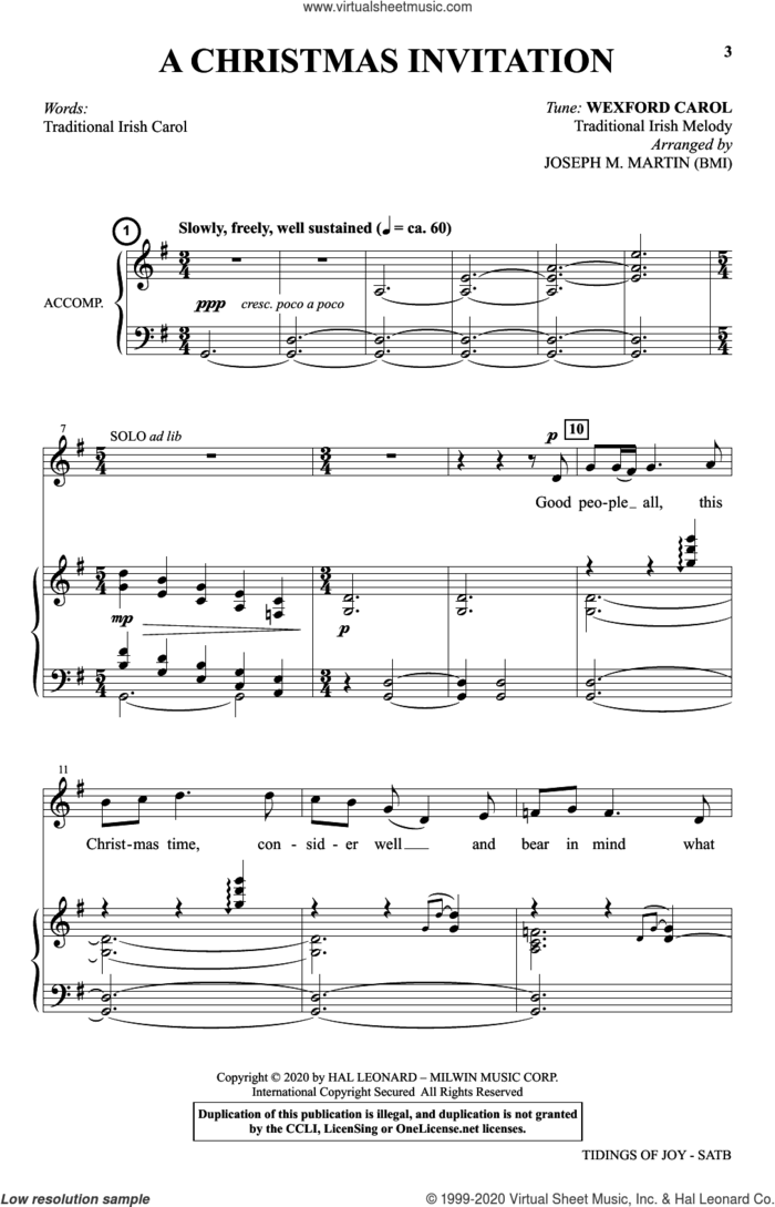 A Festival Gathering Of Carols sheet music for choir (SATB: soprano, alto, tenor, bass) by Joseph M. Martin, intermediate skill level
