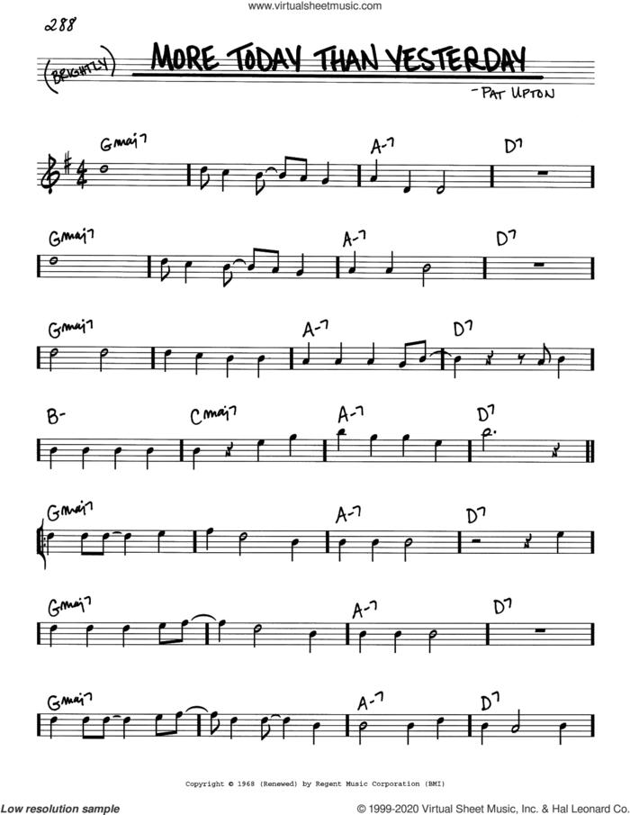 More Today Than Yesterday sheet music for voice and other instruments (real book) by Spiral Starecase and Pat Upton, intermediate skill level