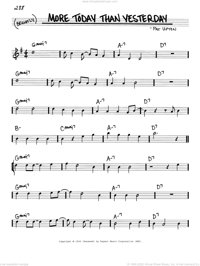 More Today Than Yesterday sheet music for voice and other instruments (real book) by Spiral Starecase and Pat Upton, intermediate skill level