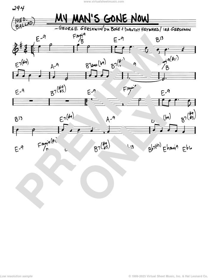 My Man's Gone Now sheet music (real book - melody and chords) (real book)