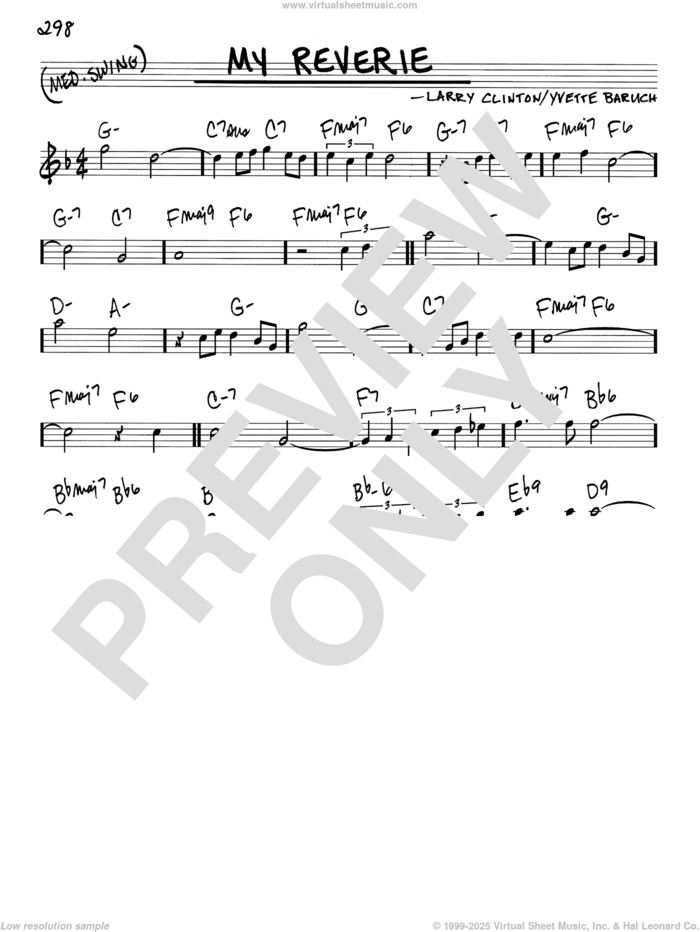 My Reverie sheet music for voice and other instruments (real book) by Yvette Baruch and Larry Clinton, classical score, intermediate skill level