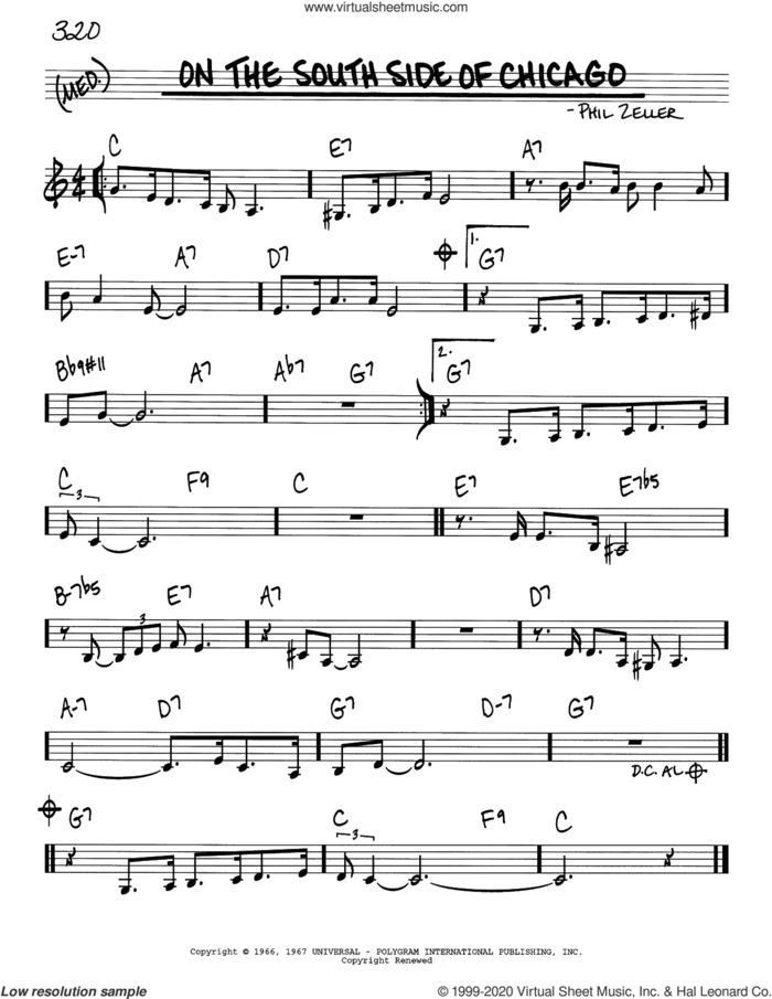 On The South Side Of Chicago sheet music for voice and other instruments (real book) by Phil Zeller, intermediate skill level