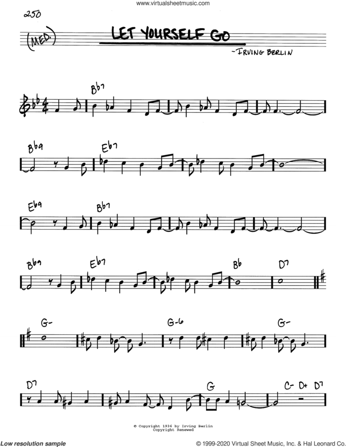 Let Yourself Go sheet music for voice and other instruments (real book) by Irving Berlin, intermediate skill level