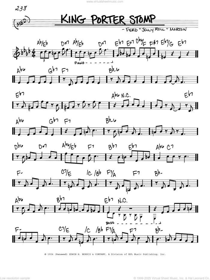 King Porter Stomp sheet music for voice and other instruments (real book) by Jelly Roll Morton, Ferd 'Jelly Roll' Morton, Sid Robin and Sonny Burke, classical score, intermediate skill level