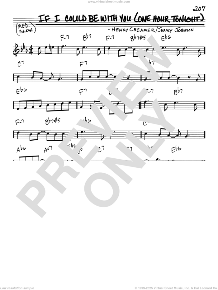 If I Could Be With You (One Hour Tonight) sheet music for voice and other instruments (real book) by Henry Creamer and Jimmy Johnson, intermediate skill level