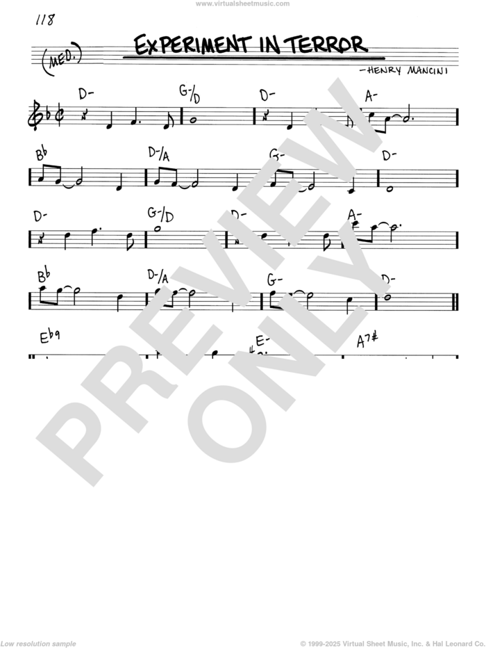 Experiment In Terror sheet music for voice and other instruments (real book) by Henry Mancini, intermediate skill level