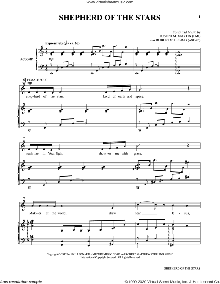 Shepherd Of The Stars (from Voices Together: Duets for Sanctuary Singers) sheet music for two voices and piano by Joseph M. Martin and Robert Sterling, intermediate skill level