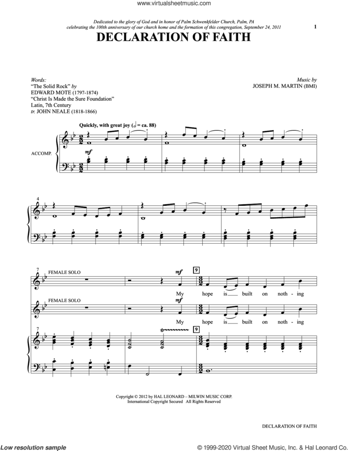 Declaration Of Faith (from Voices Together: Duets for Sanctuary Singers) sheet music for two voices and piano by Joseph M. Martin, Henry T. Smart and John Mason Neale, intermediate skill level