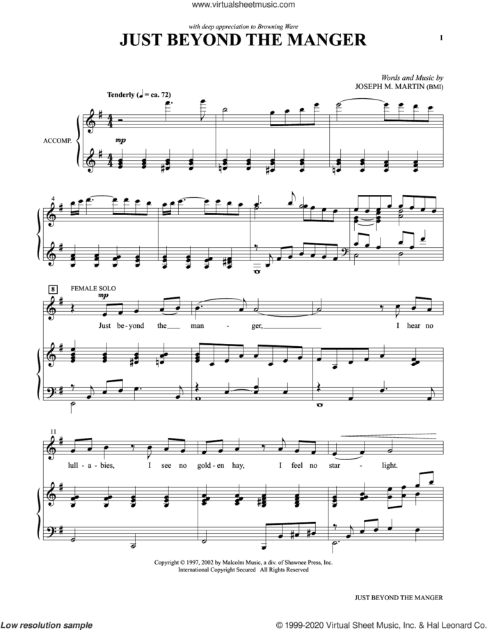 Just Beyond The Manger (from Voices Together: Duets for Sanctuary Singers) sheet music for two voices and piano by Joseph M. Martin, intermediate skill level