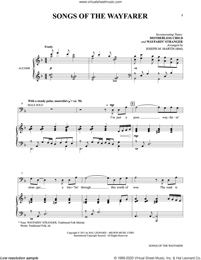 Songs Of The Wayfarer (from Voices Together: Duets for Sanctuary Singers) sheet music for two voices and piano by Joseph M. Martin and Miscellaneous, intermediate skill level