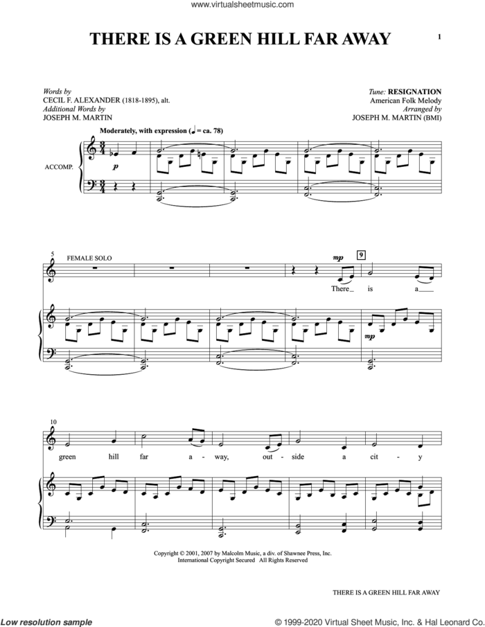 There Is A Green Hill Far Away (from Voices Together: Duets for Sanctuary Singers) sheet music for two voices and piano by Joseph M. Martin, Cecil Francis Alexander and Miscellaneous, intermediate skill level