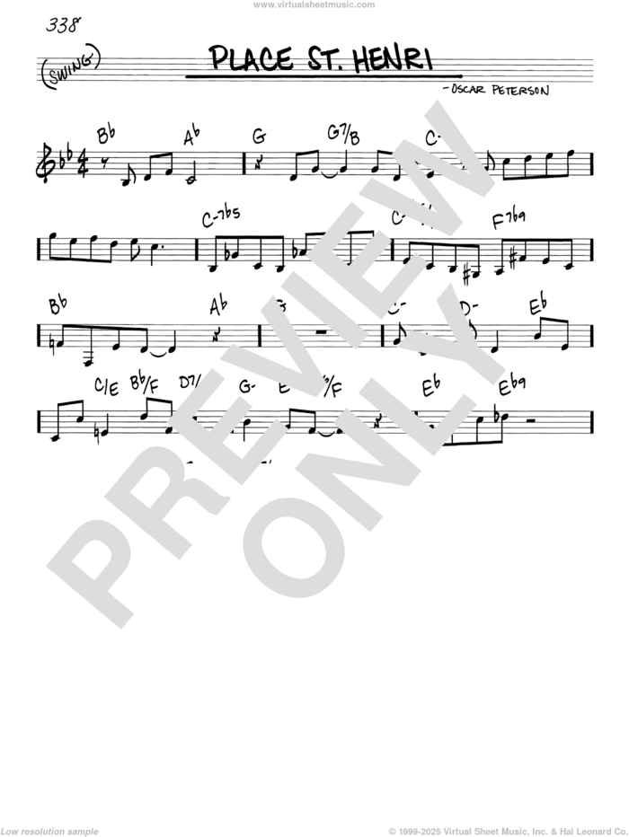 Place St. Henri sheet music for voice and other instruments (real book) by Oscar Peterson, intermediate skill level