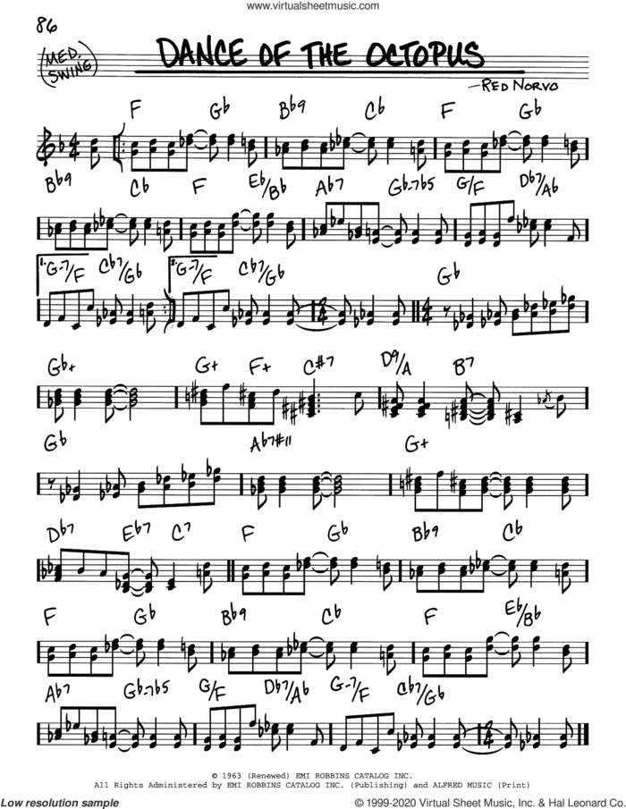 Dance Of The Octopus sheet music for voice and other instruments (real book) by Gary Burton and Red Norvo, intermediate skill level