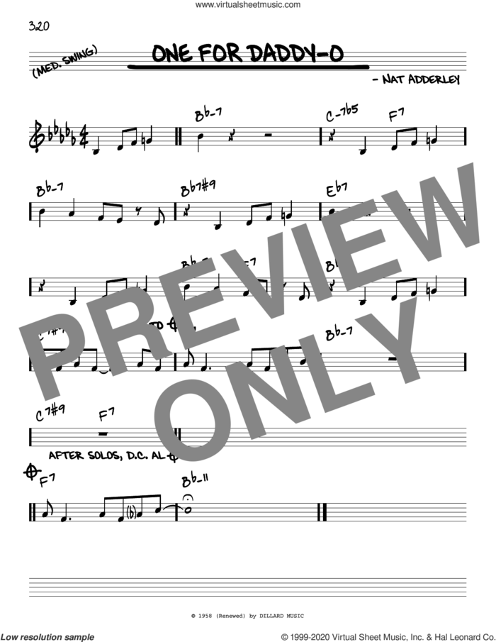 One For Daddy-O sheet music for voice and other instruments (real book) by Nat Adderley, intermediate skill level