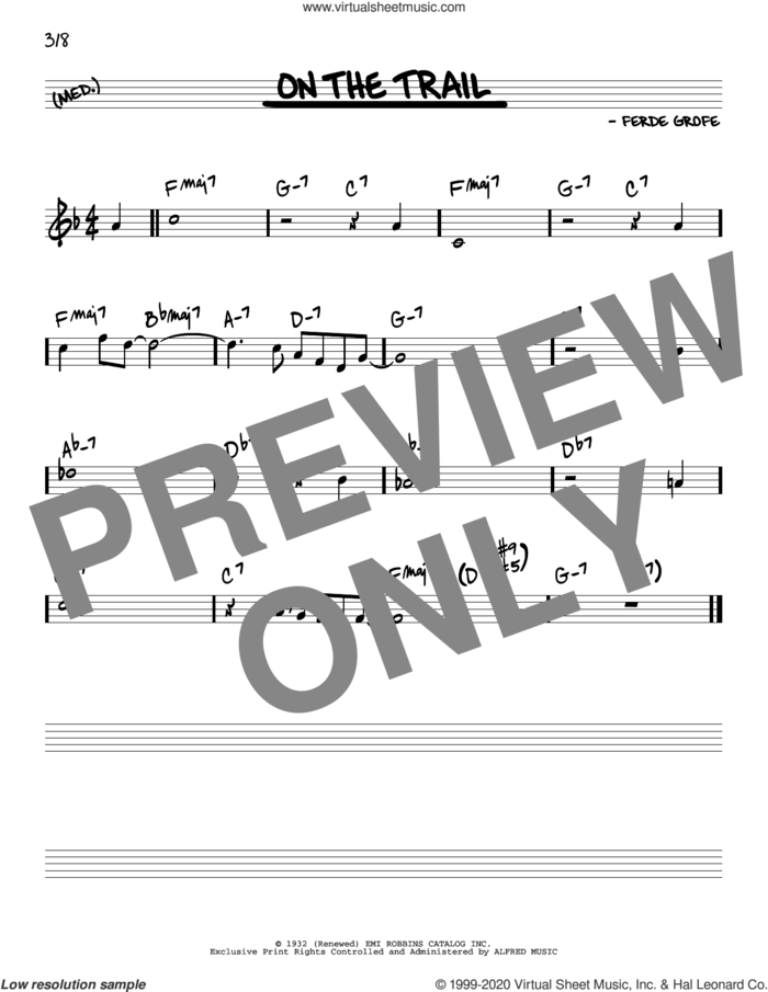 On The Trail sheet music for voice and other instruments (real book) by Ferde Grofe, intermediate skill level