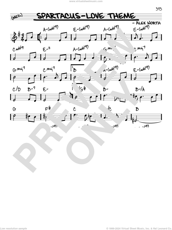 Spartacus - Love Theme sheet music for voice and other instruments (real book) by Alex North, intermediate skill level
