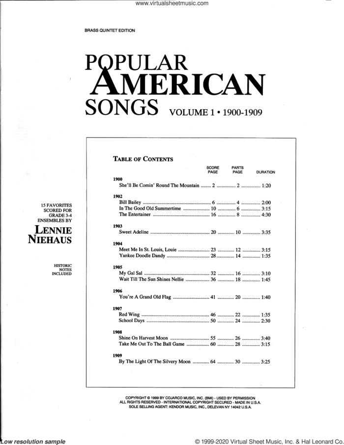 Popular American Songs, Volume 1 - 1st Trumpet sheet music for brass quintet by Lennie Niehaus and Miscellaneous, intermediate skill level