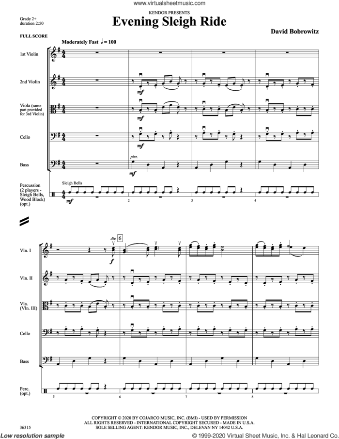 Evening Sleigh Ride (COMPLETE) sheet music for orchestra by David Bobrowitz, intermediate skill level