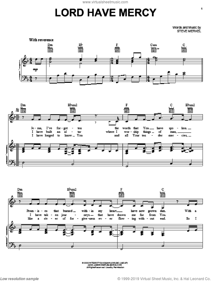 Lord Have Mercy sheet music for voice, piano or guitar by Robin Mark and Steve Merkel, intermediate skill level
