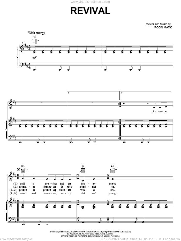Revival sheet music for voice, piano or guitar by Robin Mark, intermediate skill level