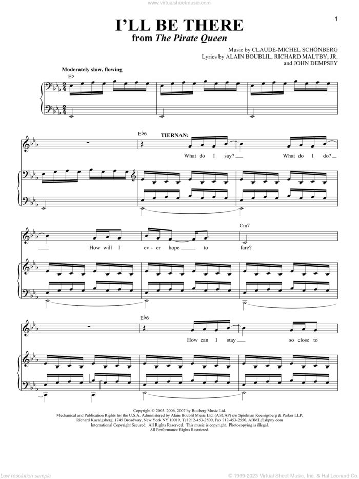 I'll Be There (from The Pirate Queen) sheet music for voice and piano by Claude-Michel Schonberg, Alain Boublil, Boublil and Schonberg, John Dempsey and Richard Maltby, Jr., intermediate skill level