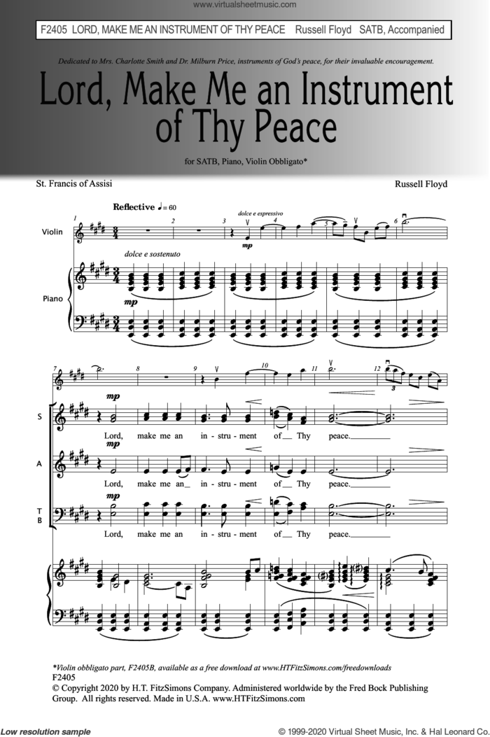 Lord, Make Me An Instrument Of Thy Peace sheet music for choir (SATB: soprano, alto, tenor, bass) by S. Russell Floyd, III and St. Francis of Assisi, intermediate skill level