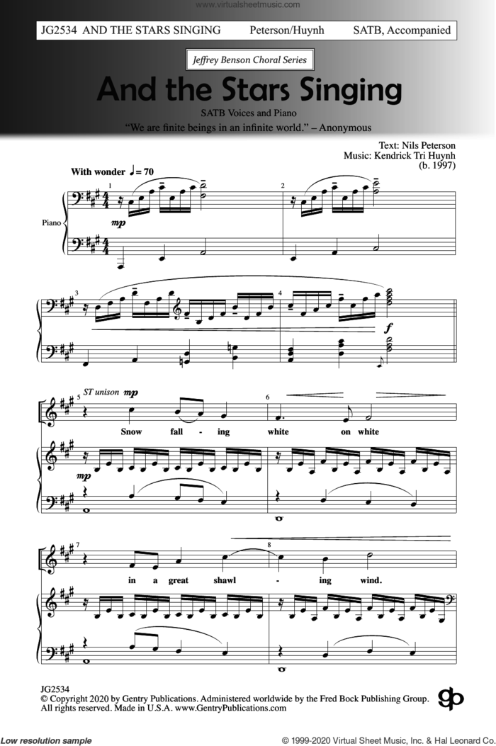 And The Stars Singing sheet music for choir (SATB: soprano, alto, tenor, bass) by Kendrick Tri Huynh and Nils Peterson, intermediate skill level