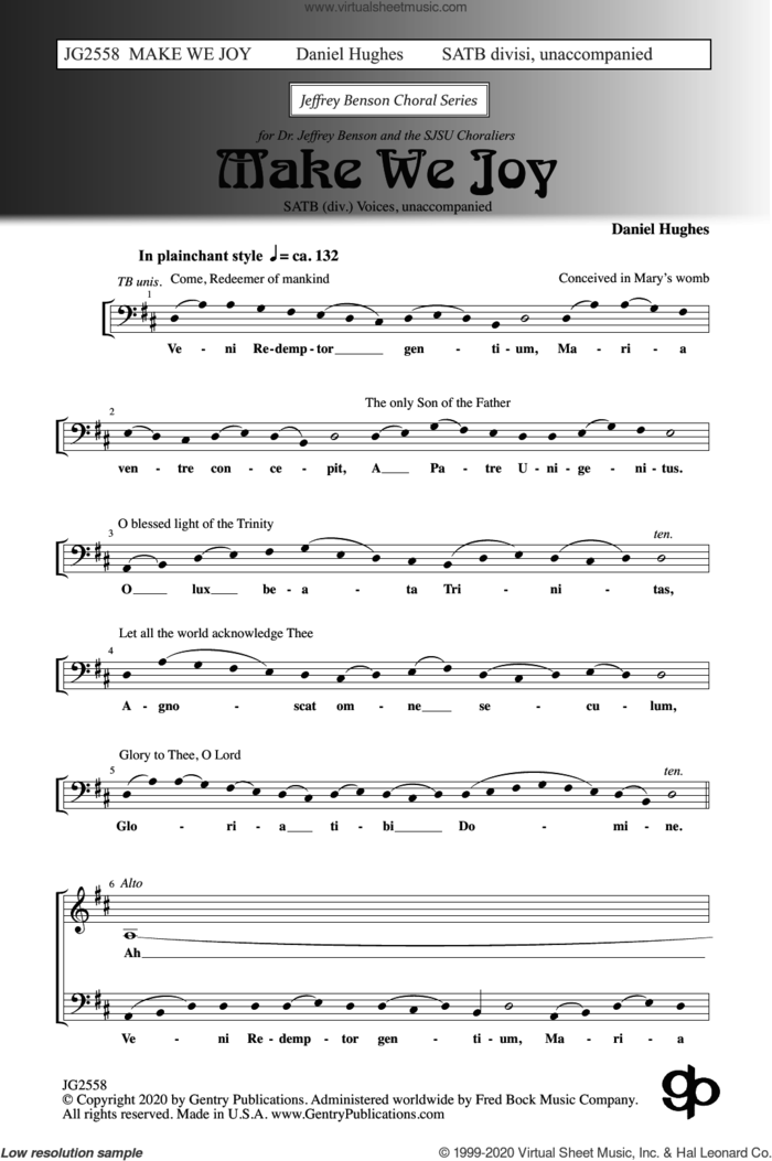 Make We Joy sheet music for choir (SATB: soprano, alto, tenor, bass) by Daniel Hughes, intermediate skill level