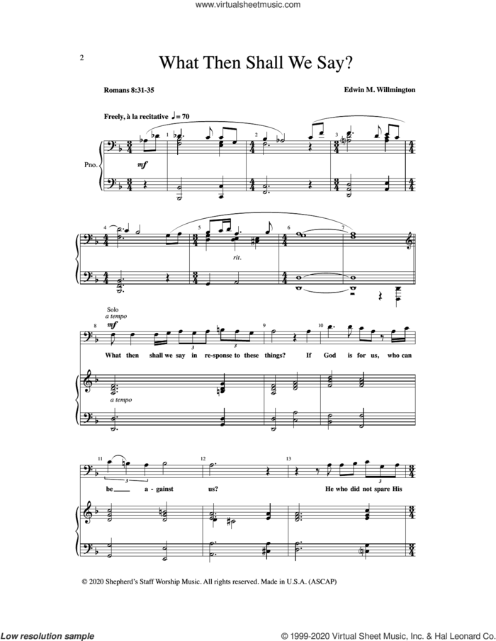 What Then Shall We Say? sheet music for choir (SATB: soprano, alto, tenor, bass) by Edwin Willmington, intermediate skill level
