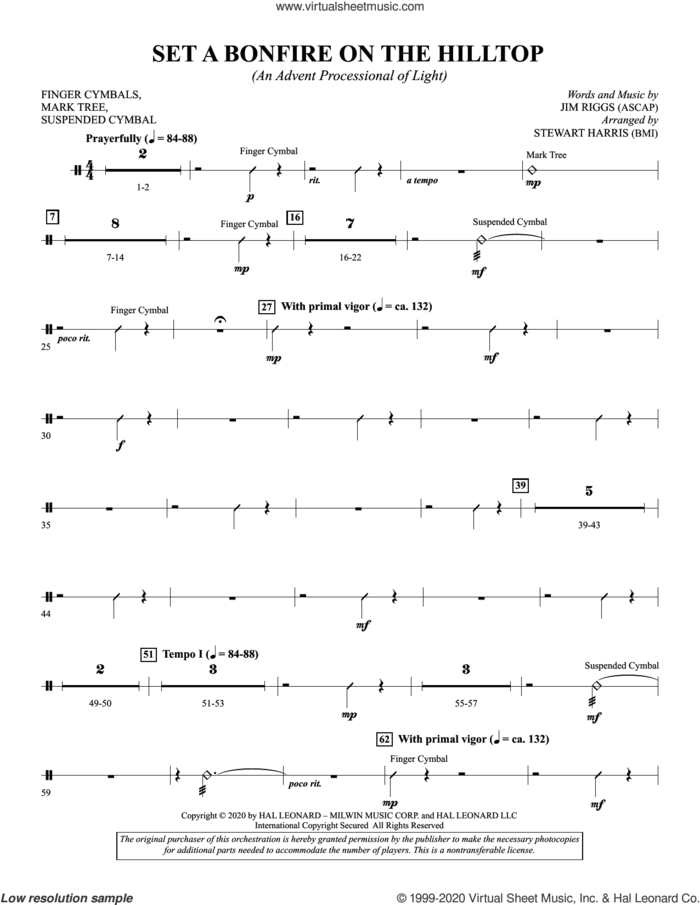 Set a Bonfire on the Hilltop (arr. Stewart Harris) sheet music for orchestra/band (finger cym/mark tree/susp cym) by Jim Riggs and Stewart Harris, intermediate skill level