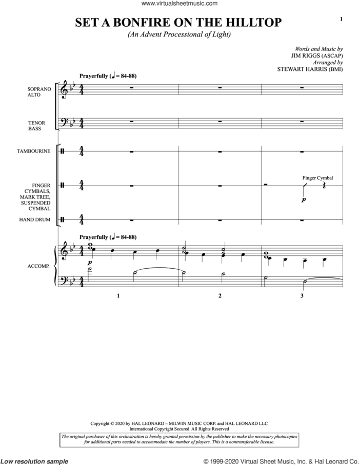 Set A Bonfire On The Hilltop (An Advent Processional Of Light) (arr. Stewart Harris) (COMPLETE) sheet music for orchestra/band (Percussion) by Stewart Harris and Jim Riggs, intermediate skill level