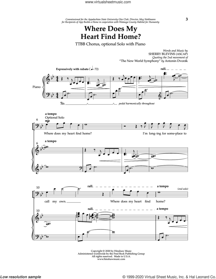 Where Does My Heart Find Home sheet music for choir (TTBB: tenor, bass) by Sherry Blevins, intermediate skill level
