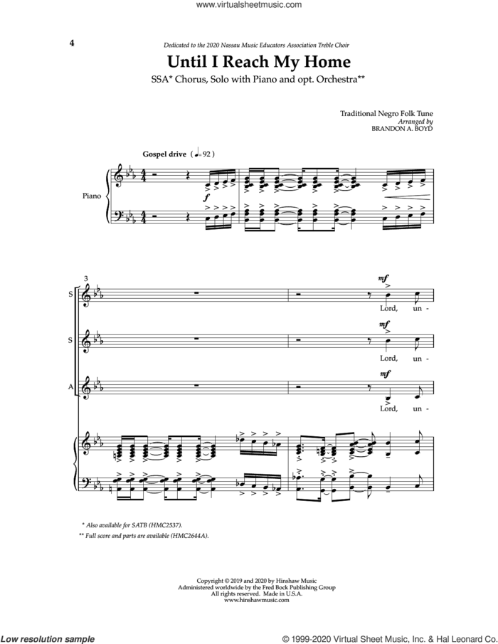 Until I Reach My Home sheet music for choir (SSA: soprano, alto) by Brandon Boyd, intermediate skill level