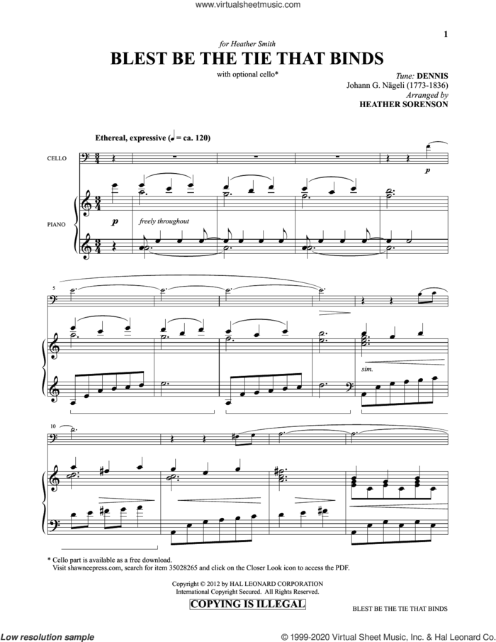 Blest Be The Tie That Binds (from Images: Sacred Piano Reflections) sheet music for piano solo by Lowell Mason, Heather Sorenson, Johann G. Nageli and John Fawcett, intermediate skill level