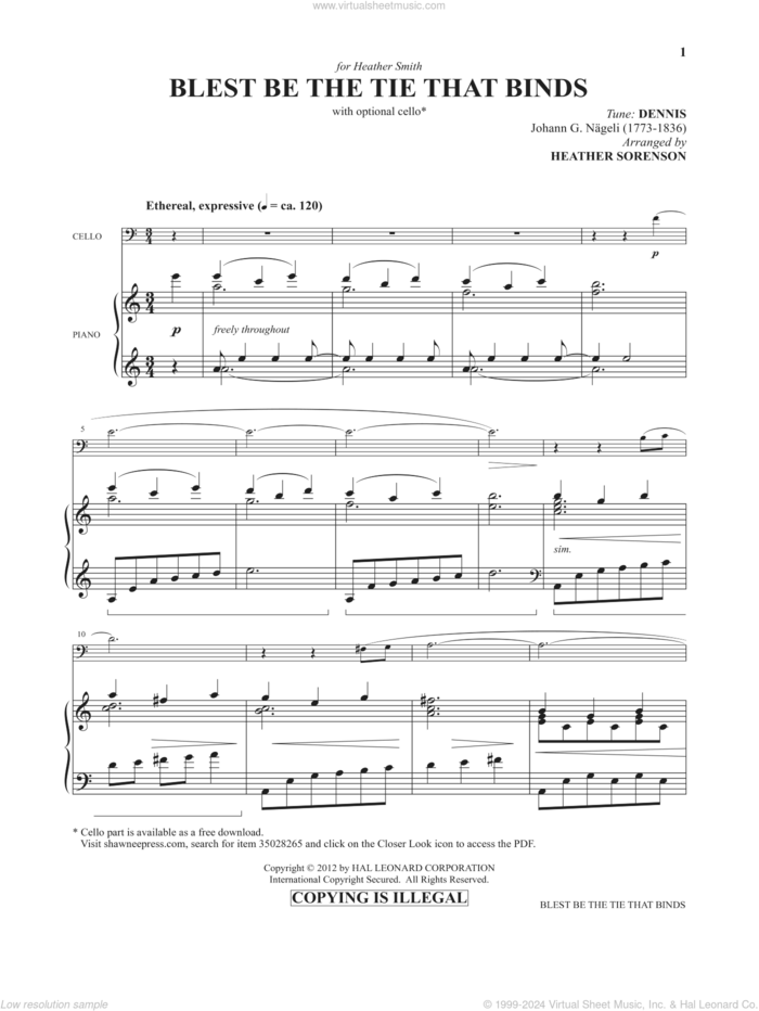 Blest Be The Tie That Binds (from Images: Sacred Piano Reflections) sheet music for piano solo by Lowell Mason, Heather Sorenson, Johann G. Nageli and John Fawcett, intermediate skill level