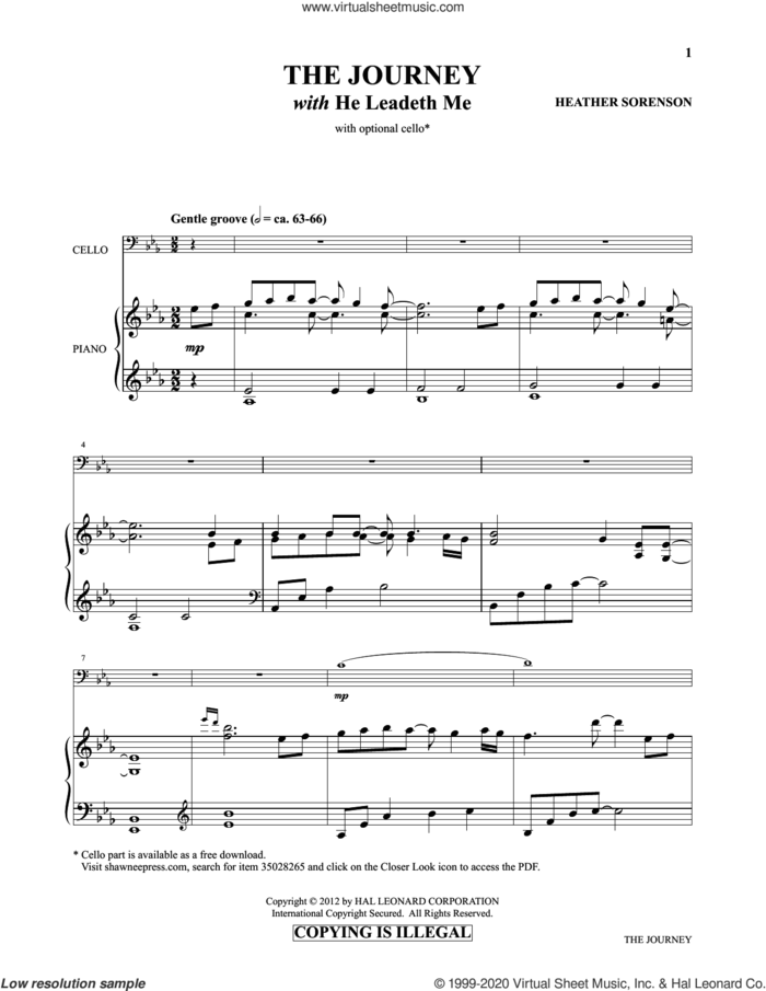 The Journey (with He Leadeth Me) (from Images: Sacred Piano Reflections) sheet music for piano solo by Heather Sorenson and Psalm 23, intermediate skill level