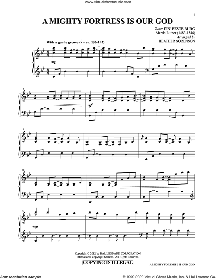 A Mighty Fortress Is Our God (from Images: Sacred Piano Reflections) sheet music for piano solo by Martin Luther, Heather Sorenson, Frederick H. Hedge and Miscellaneous, intermediate skill level