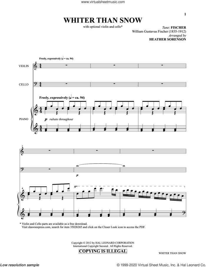 Whiter Than Snow (from Images: Sacred Piano Reflections) sheet music for piano solo by William G. Fischer, Heather Sorenson and James L. Nicholson, intermediate skill level